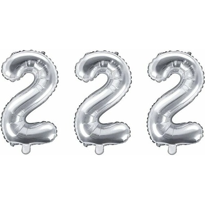 PARTYDECO Balón fóliový číslica strieborná 35 cm 2 nemožno plniť héliom FB10M-2-018