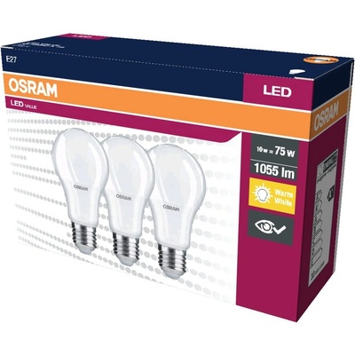Osram Žárovka LED VALUE CLA75 E27 10W/827 3balení BASECLA75