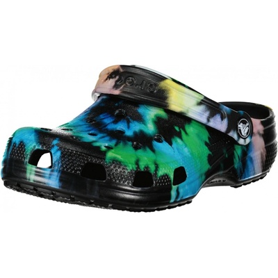 Crocs Classic Tie Dye Graphic Clog 205453-0fn Multi Black/black