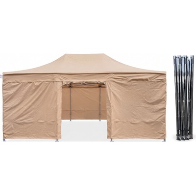 TENTino Nožnicový párty stan 4x6 m / 8 nôh STEEL HEXAGON 3A - BÉŽOVÁ