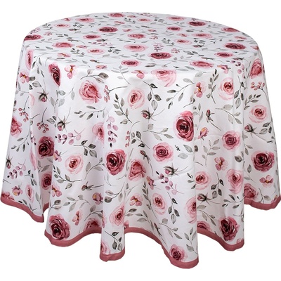 Clayre & Eef bavlna okrúhly obrus s ružami Rustic Rose Ø 170 cm