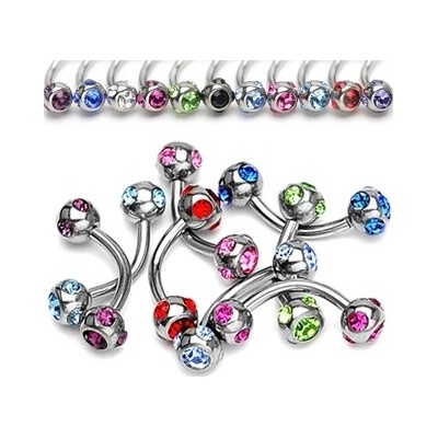 Šperky4U piercing do obočí kulička s kamínky OB01093-B