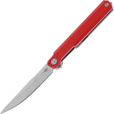 Bestech DUOZ 14C28N Satin with red G10 handle BG65C