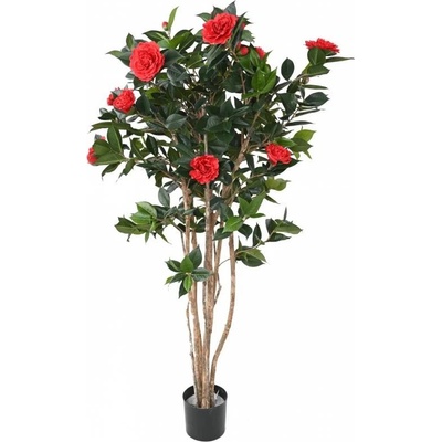 Luxusní umělý kvetoucí keř CAMELIA JAPONICA DOUBLE NEW červená, 160cm