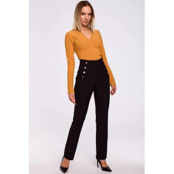 M530 High waisted trousers with decorative press studs black