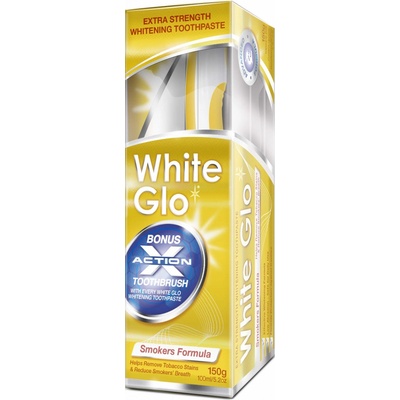 White Glo Smokers pre fajčiarov 150 g + kefka na zuby a medzizubné kefky