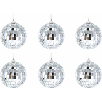 Laalu Ozdoby stříbrné lesklé disco koule 6 cm 6 ks