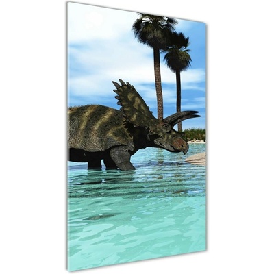 Vertikálny foto obraz sklenený Dinozaury na pláži 50x100 cm