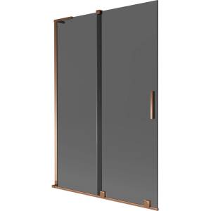 Mexen Velar L параван за вана, плъзгащ се с 2 крила 120 x 150 cm, графит, розово злато - 896-120-003-41-60 (896-120-003-41-60)