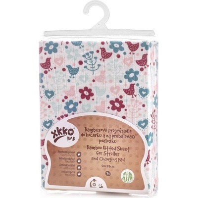 Kikko Bambusové prestieradlo s gumou 50x70 BMB Flowers&Birds For Girls 2021