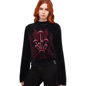 KILLSTAR дамски пуловер (топ) KILLSTAR - Gravebloom - Black/Purple - KSRA014289