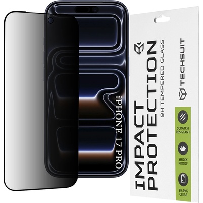 Techsuit Протектор за iPhone 17 Pro - Techsuit - 111D Privacy Full Glue - Черен