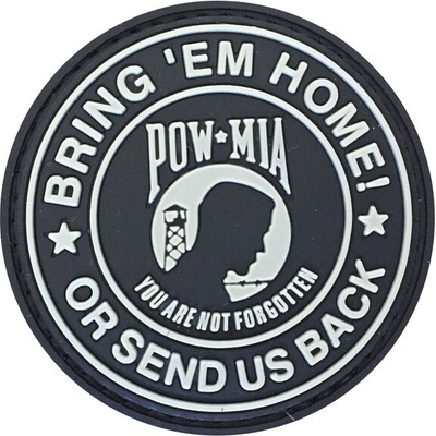 WARAGOD nášivka Bring Them Home or Send us back.You are not forgotten PVC Patch Black