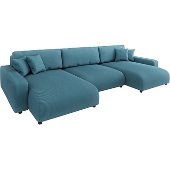 ROPEZ Тюркоазен ъглов диван с място за съхранение от рипсено кадифе Sara - Ropez (Sara Narożnik U z f.spania tk. Lincoln 75)