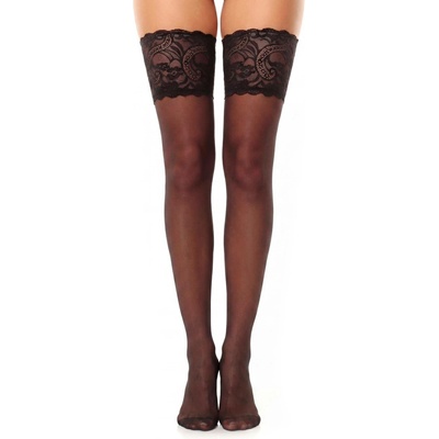 Glamory luxusní samodržící punčochy Comfort 20 DEN s vysokým krajkovým lemem black
