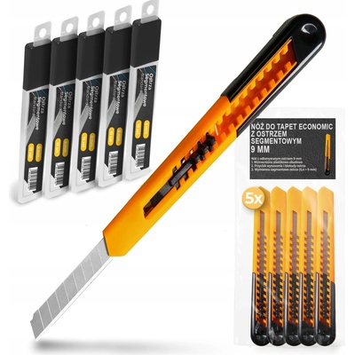 5x Nôž na TAPETY 9 mm Orezávač Čalúnnický na Kartón Papier + 55x ČEPELE 6Z-T