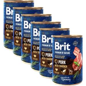 Brit Консерва Brit premium by Nature Свинско и Трахея 6 x 400 г