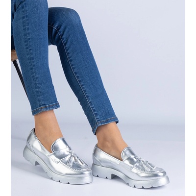 Gemre Silver classic loafers with Amikol embellishment šedá