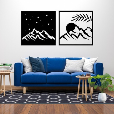 Obraz - kontrast hôr noc-deň Veľkosť rámu: 49x49cm - set