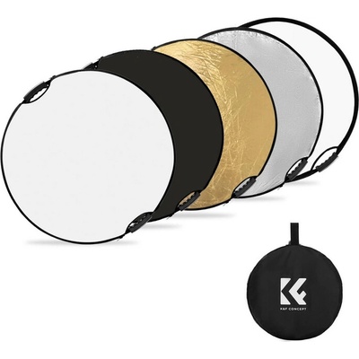 K&F 80cm 5 in 1 round reflector with handle foldable multiple discs with tote bag - translucent, sil K&F Concept