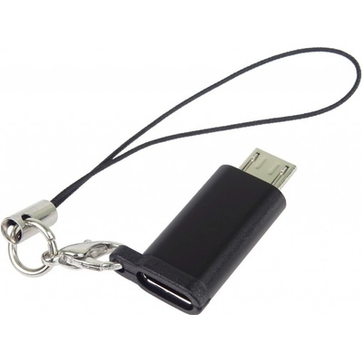 PremiumCord USB-C na USB 2.0 Micro-B černý s očkem na zavěšení kur31-29