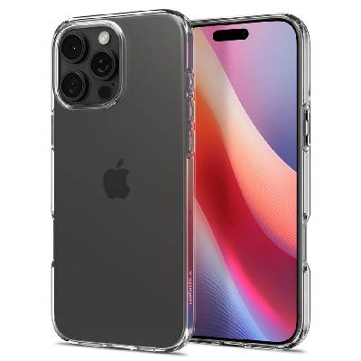 Удароустойчив, силиконов кейс за iPhone 16 Pro Max от Spigen Liquid Crystal - Прозрачен (8809971229203)