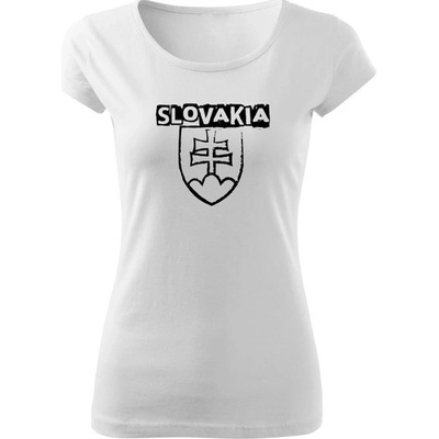 DRAGOWA dámske tričko slovenský znak s nápisom biela