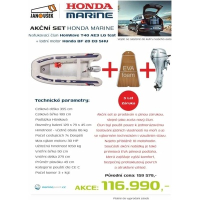 Honda Marine HonWave T 40 AE3 LG EVA foam TEAK + lodní motor BF 20 D3 SHU – Zbozi.Blesk.cz