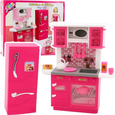 Lean Toys Kuchynská súprava pre bábiky Príslušenstvo k chladničke a rúre ružová