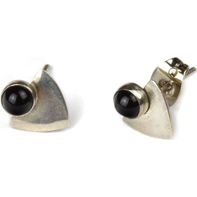 Sanu Babu stříbrné pár černý kamínek zapínání na puzetu AG 925 0D