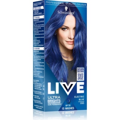 Schwarzkopf LIVE Ultra Brights or Pastel полуперманентна боя за коса цвят 095 Electric Blue
