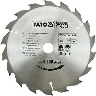 Kotouč na dřevo 185 x 20 mm 18z Yato YT-6063