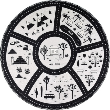 Vitaus Черно-бяло детско килимче за игра подходящо за пране ø120 cm My Home - Vitaus (KRN-KID-2006-120x120)
