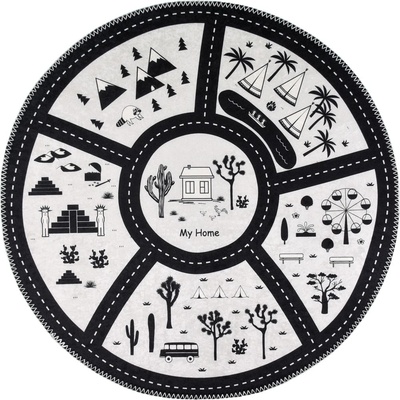 Vitaus Черно-бяло детско килимче за игра подходящо за пране ø120 cm My Home - Vitaus (KRN-KID-2006-120x120)