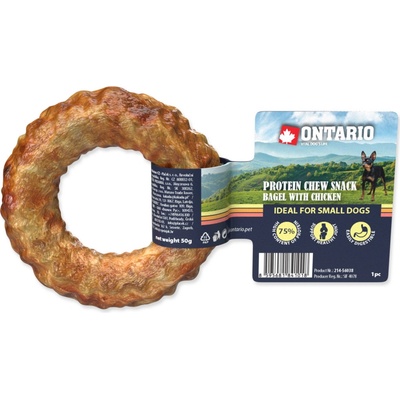 Ontario Protein žvýkací pamlsek bagel s kuřecím 8,9 cm