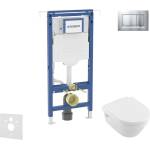 Geberit Duofix - Комплект от предстена инсталация, тоалетна чиния и седалка Villeroy Boch, бутони Sigma20, DirectFlush, SoftClose, CeramicPlus, матов хром/хром SANI11CK2115 (SANI11CK2115)
