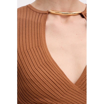 Elisabetta Franchi Блуза с прехлупване дамска с вискоза (TK76S61E2)