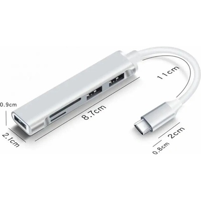 BlackBird USB 3.0 Type-c мултипортов хъб 5в1 3xUSB3.0, SD, TF, сребърен BH1471 (BH1471)