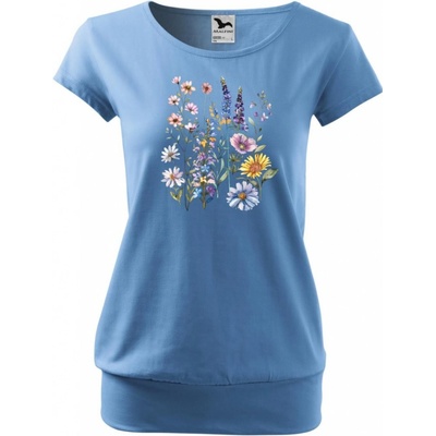 MALFINI Tričko City s potiskem luční kvítí 3 nebesky modrá – Zboží Dáma