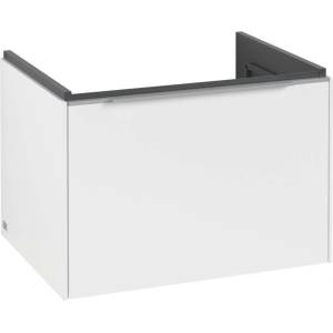 Villeroy & Boch Subway 3.0 - Шкафче за умивалник с LED осветление, 62x43x48 см, 1 чекмедже, Pure White/лъскав алуминий C575L0VF (C575L0VF)