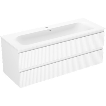 Mexen Rivel баня шкаф 120 см с мивка Vela, 2 чекмеджета, релефна, бяла мат - 91A20-12047-2-BFF01-W23M01 (91A20-12047-2-BFF01-W23M01)