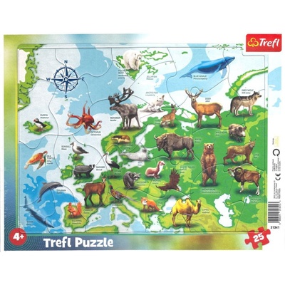 Trefl Mapa Evropy se zvířátky 25 dielov