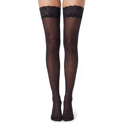 Glamory neprůhledné samodržící punčochy Micro 60 DEN teplé s krajkovým lemem black