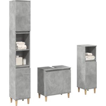 vidaXL Комплект мебели за баня от 3 части бетонно сив инженерно дърво (3324947)