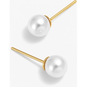 SARINES Elegantní náušnice s perlou ve zlatém tónu, chirurgická ocel S1114