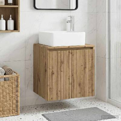 vidaXL Монтирана на стена мивка и тоалетка Дъб артизан 53 x 35 x 63 см (890431)