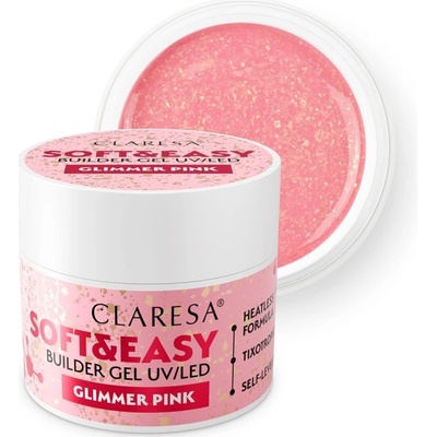 Claresa Uv Led gél na nechty Soft Easy Builder gel Glimmer pink 45 g