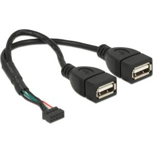 Delock Кабел Delock с USB 2.0 конектор, 2, 00 мм, 10-пинов, 2 x USB 2.0 тип А конектор