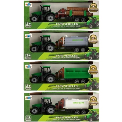 Euro-Trade Traktor s vlečkou 18cm 4druhy traktor s vlečkou