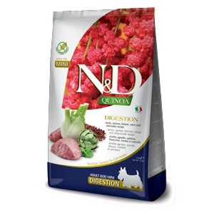 Farmina N&d dog grain free quinoa digestion lamb mini - за чувствителен стомах, лъскава козина и здрава кожа, за кучета над 1 година, от малки породи, с агнешко месо, киноа, копър, мента и артишок - 7 кг pnd0